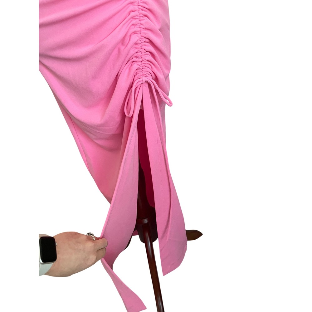 NWT Zara Draped Maxi Gown Dress Pink Ruched Bow Medium Event Wedding Coquette - Picture 5 of 10